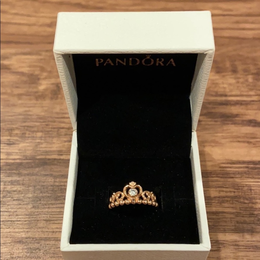 Pandora rose gold princess ring